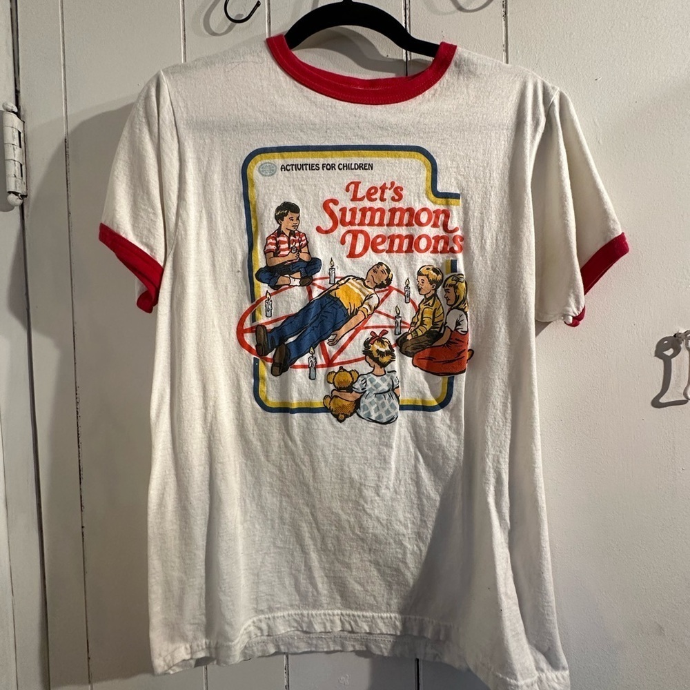 Let’s summon demons tee  Red Trim and Graphic Print